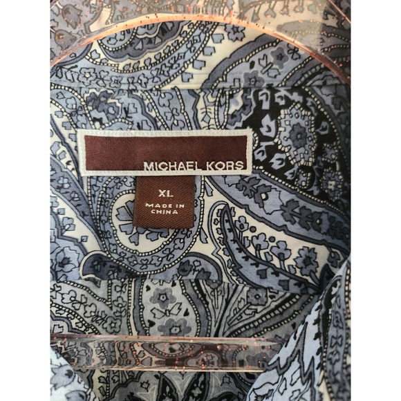 Michael Kors Men's Paisley Button Up Long Sleeve Shirt XL - Picture 5 of 9